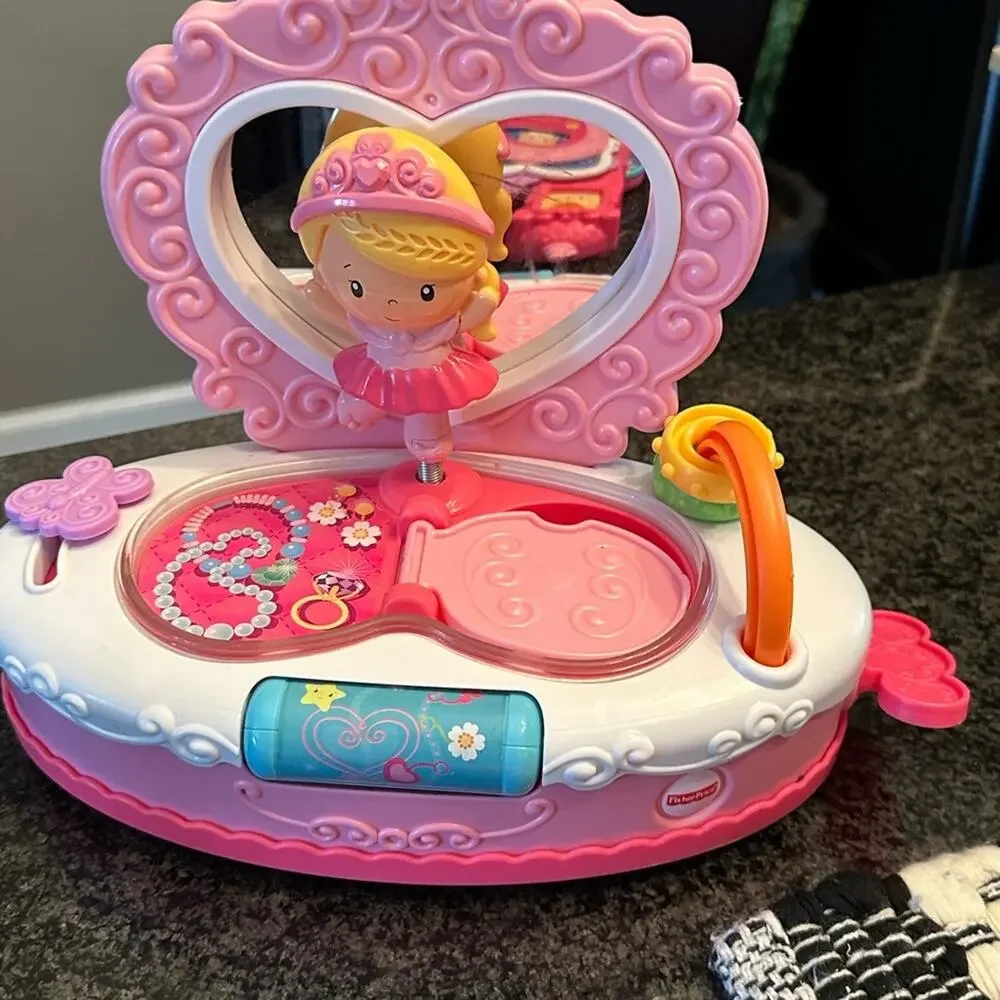 FisherPrice princess Jewelry Box interactive Book Doll Tea Pot Cup